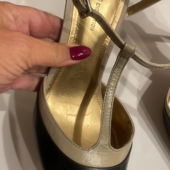 BCBGeneration leather T strap sling back two tone heels pointed toe size 7 - Picture 5 of 16